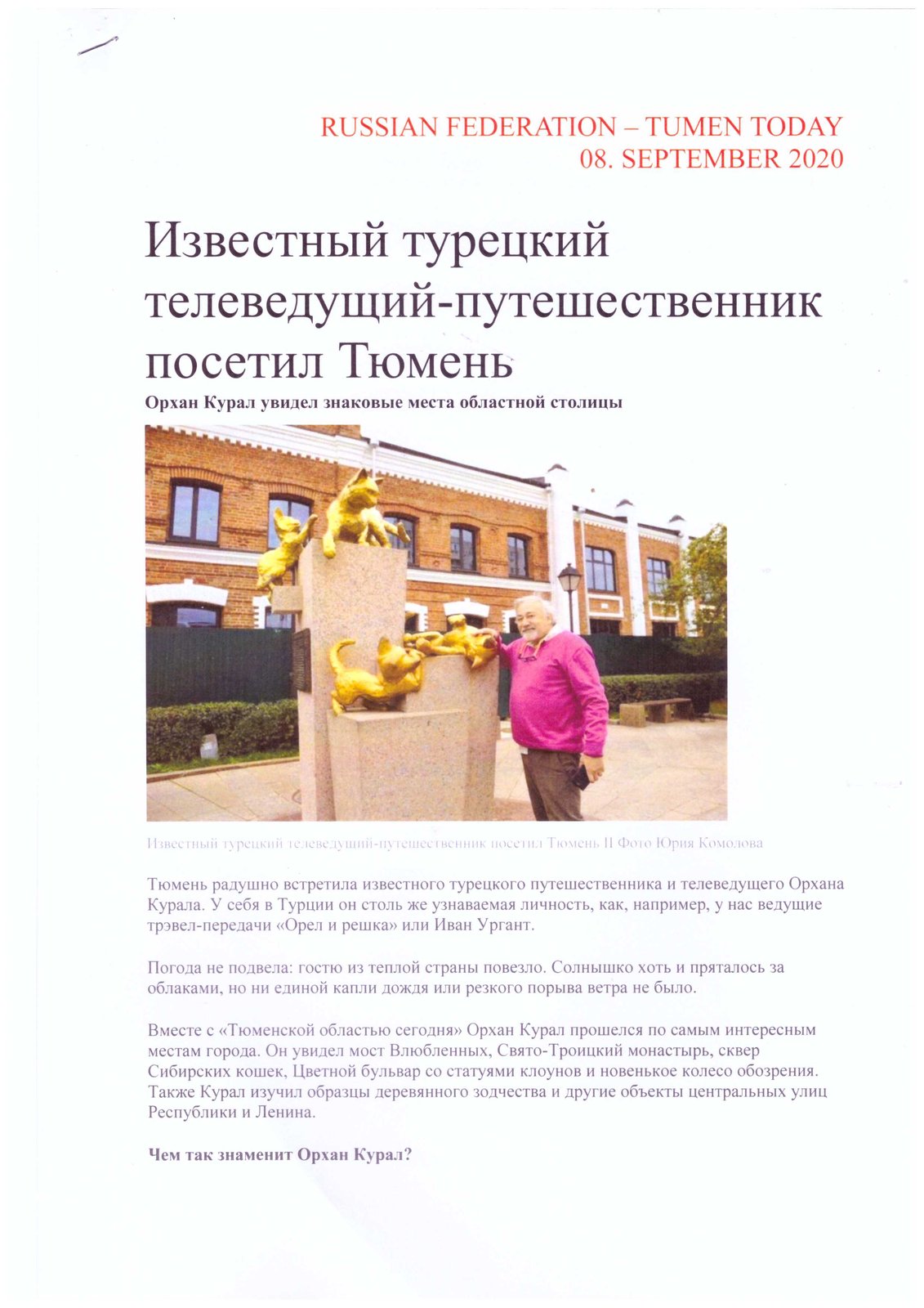 Orhan Kural Foreign Press Clipping #4