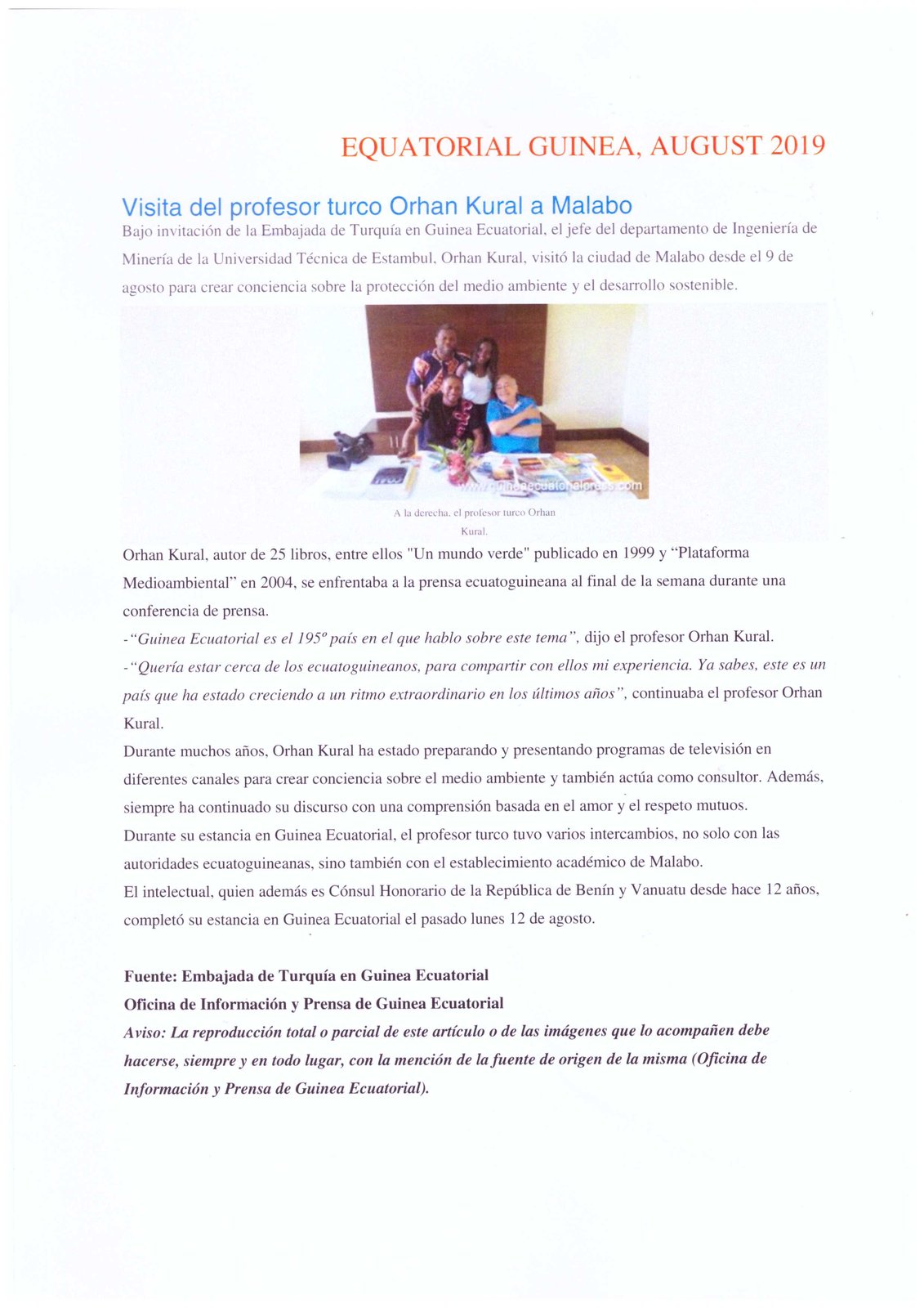 Orhan Kural Foreign Press Clipping #18