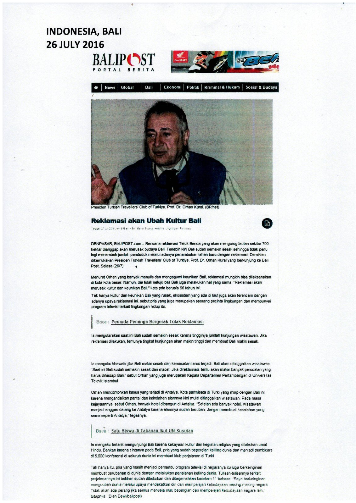 Orhan Kural Foreign Press Clipping #42